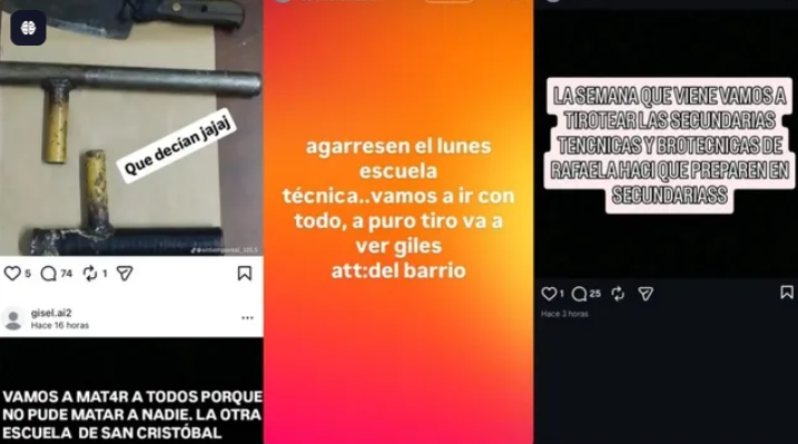 Amenazas a escuelas de Sunchales y Rafaela: investigan publicaciones desde cuentas falsas de Instagram