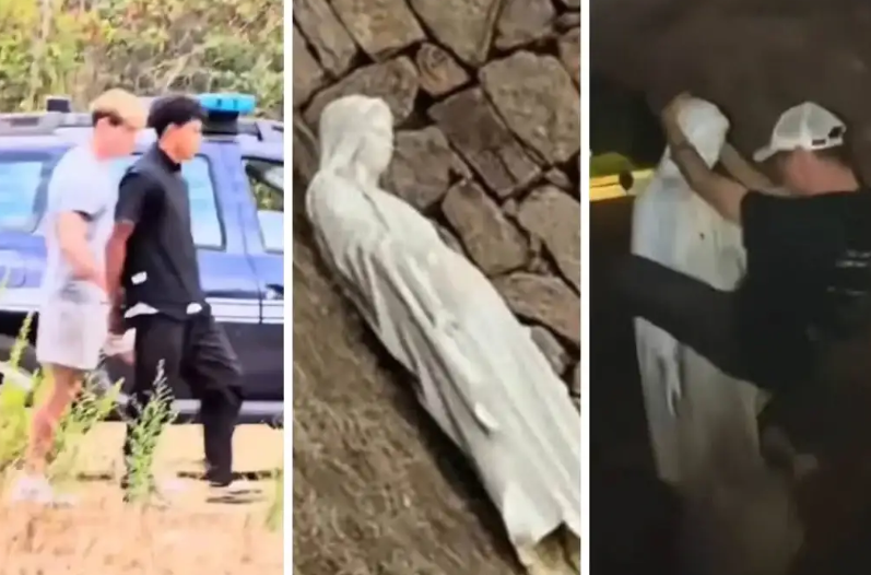 Francia: vandalizaron una estatua de la Virgen, grabaron el ataque y terminaron detenidos